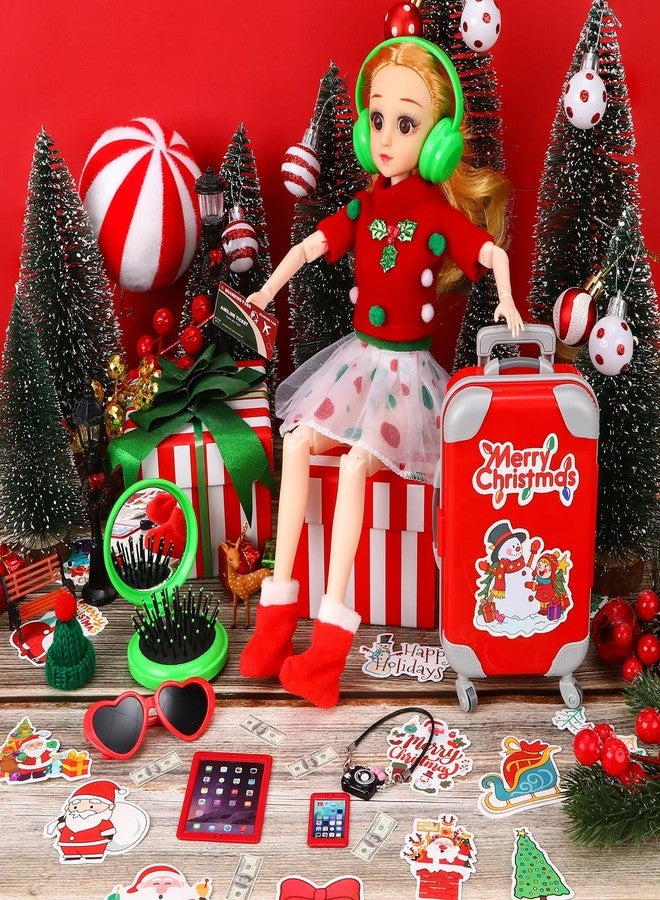 Zenoble 64 Pcs Christmas Elf Accessories Doll Travel Accessories Kit Include Luggage Xmas Outfit Elf Travel Props for Dollhouse Adventures Gift - Image 3